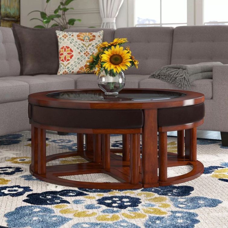 Darby Home Co Eastin Coffee Table with Nested Stools & Reviews Wayfair