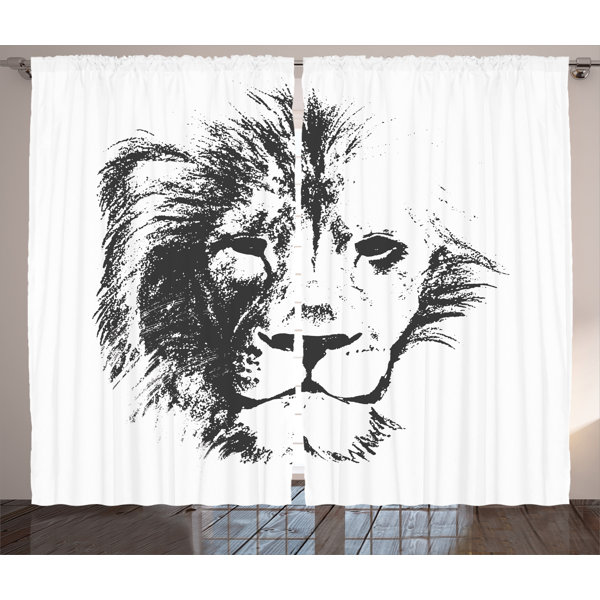 Sunlit Design Geometry Gray Roaring Lion Head with Brown Background Fabric Shower Curtain Modern Wild Style Bathroom Decoration Curtains
