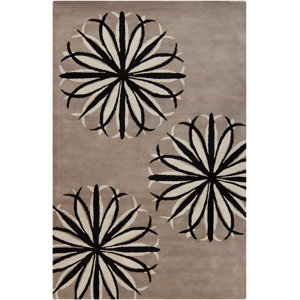 Stella Patterned Contemporary Wool Taupe Area Rug