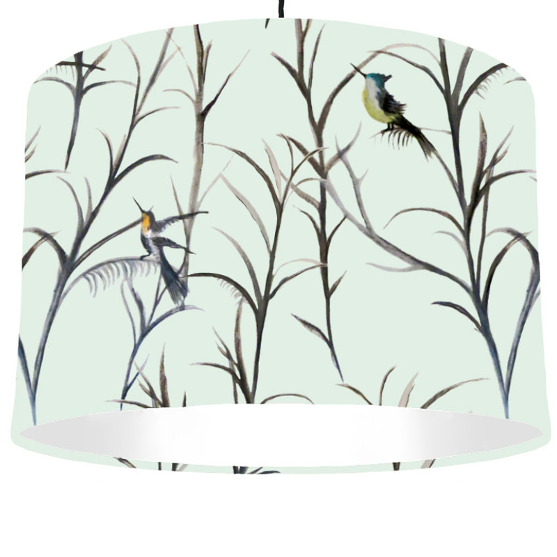 Bay Isle Home Water Colour Bird 30cm Linen Drum Lamp Shade