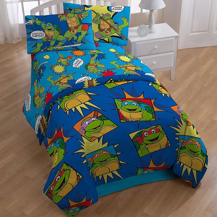 New Twin Microfiber Sheet Set Polyester Teenage Ninja Turtles Child Bedroom set 