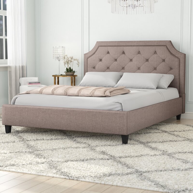 Willa Arlo Interiors Lamar Nailhead Trim Upholstered Platform Bed ...