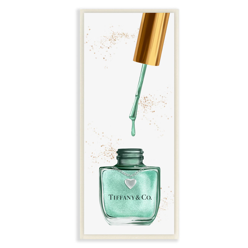 Stupell Industries Makeup Nail Polish Brush Cyan Gold Fashion Design Graphic Art Wayfair