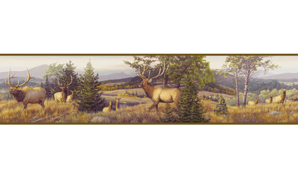 Millwood Pines Ketcham Elk Mountain Portrait 15 X 9 Wildlife 3d Embossed Border Wallpaper Wayfair