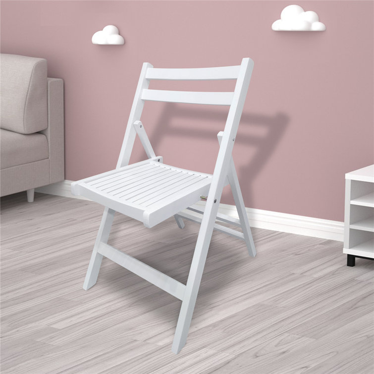Set Of 4 Furniture Slatted Wood Folding Special Event Chair - White 