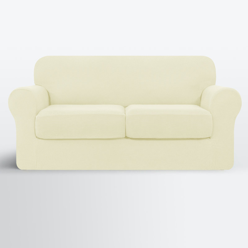 Pizarro Soft Stretch Separate Box Cushion Loveseat Slipcover Fabric Type: Ivory