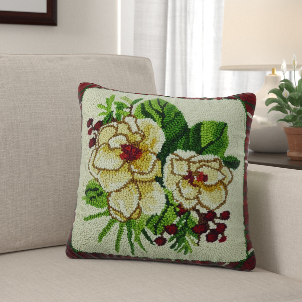 The Holiday Aisle Richert Magnolia Holiday Hook Wool Throw Pillow Wayfair