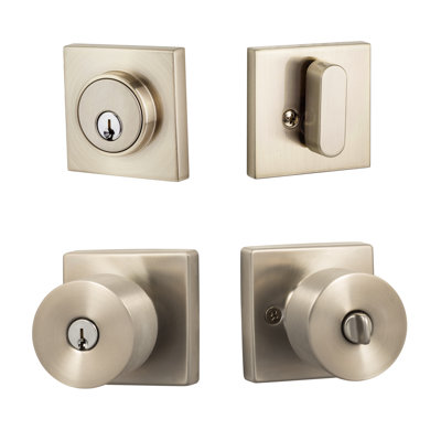 Bergen Square Entry Knobset with Modern Deadbolt