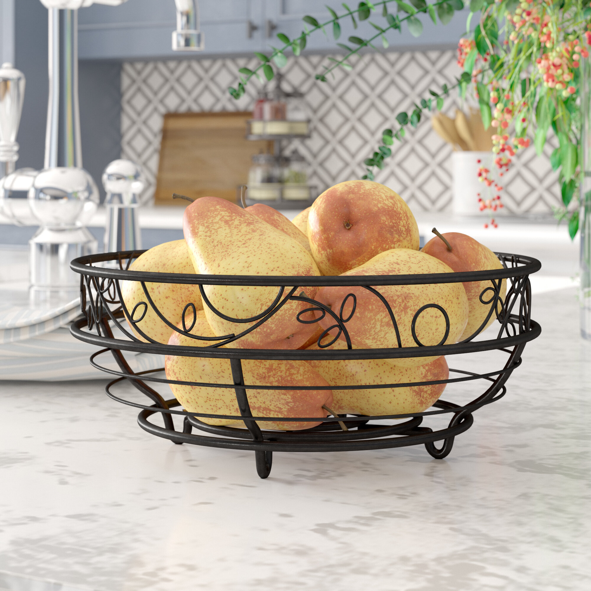 The Twillery Co Augustine Kitchen Countertops Fruit Basket
