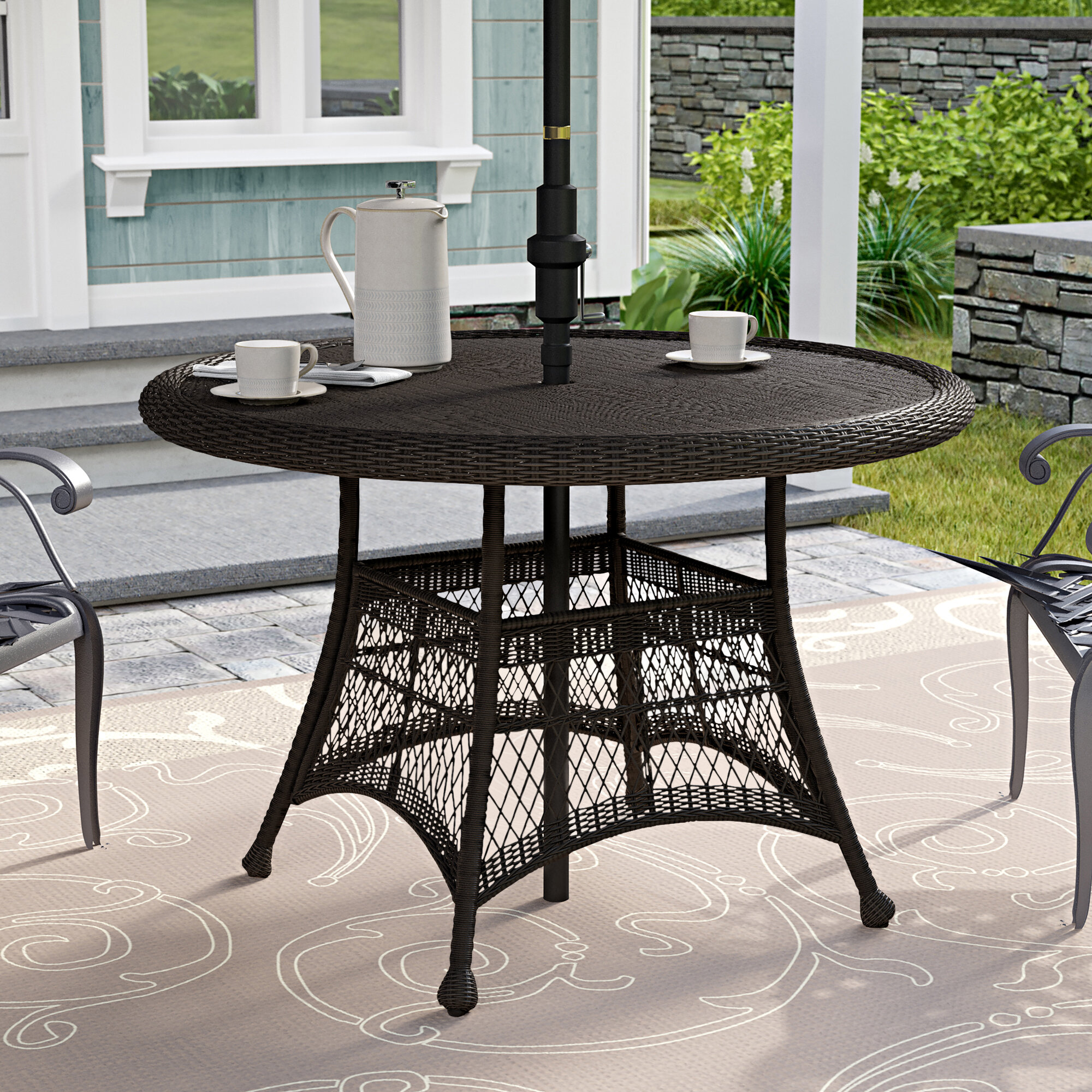 Details about   Patio Dining Table Square Outdoor Garden Furniture Table With 1.7" Umbrella Hole 