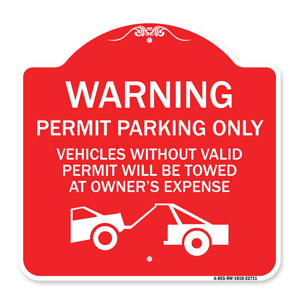 Signmission Designer Series Sign - Warning Permit Parking Only Vehicles ...