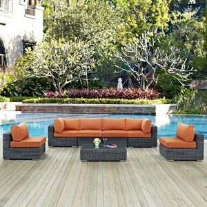 Summon 7 Piece Outdoor Patio Sectional Seating Group with Sunbrella Cushion