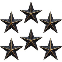 Set of 6. TAIANLE Country Rusty/Black Metal Barn Star Distressed Country Primitive Farm Wall Décor,Vintage Metal Star 4-Inch 