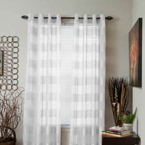 Byrd Striped Semi-Sheer Grommet Single Curtain Panel