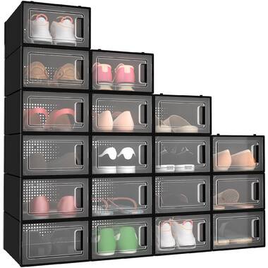 12/24/36Pcs Foldable Plastic Transparent Shoe Box Storage Organizer Stackable 