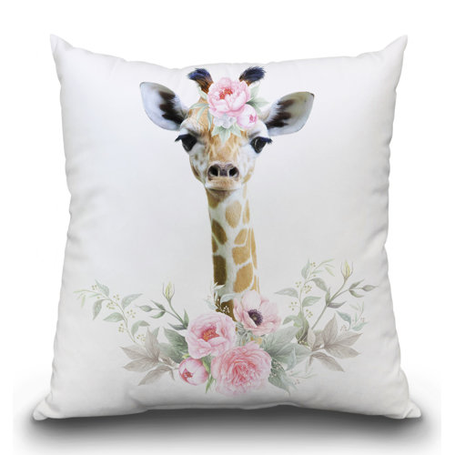 East Urban Home Flower Baby Giraffe Throw Pillow Wayfair