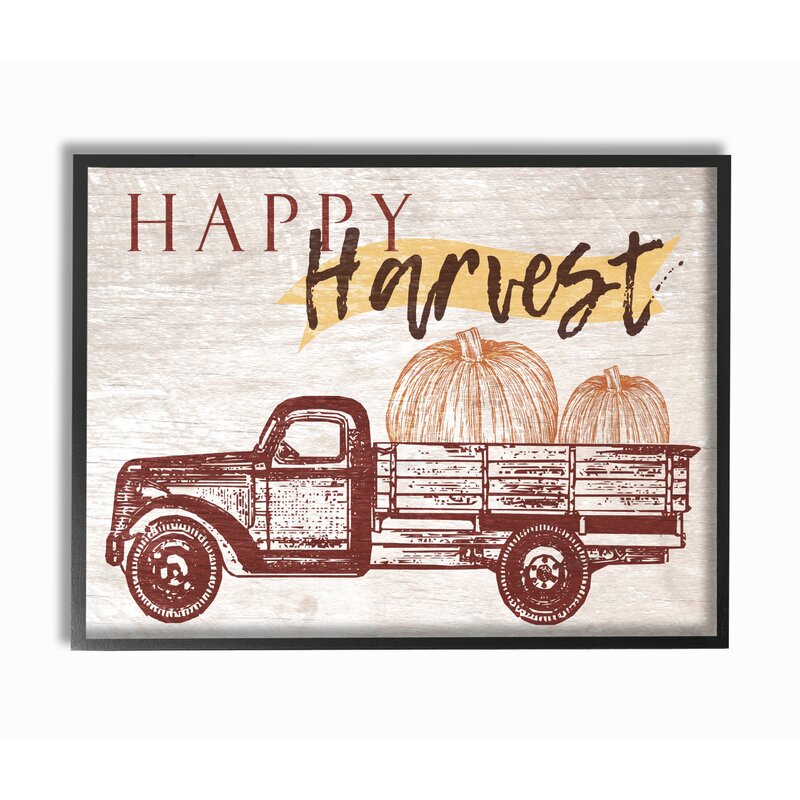 'Happy Harvest Giant Pumpkin Truck' Graphic Art Print - Pumpkin Wall Decor