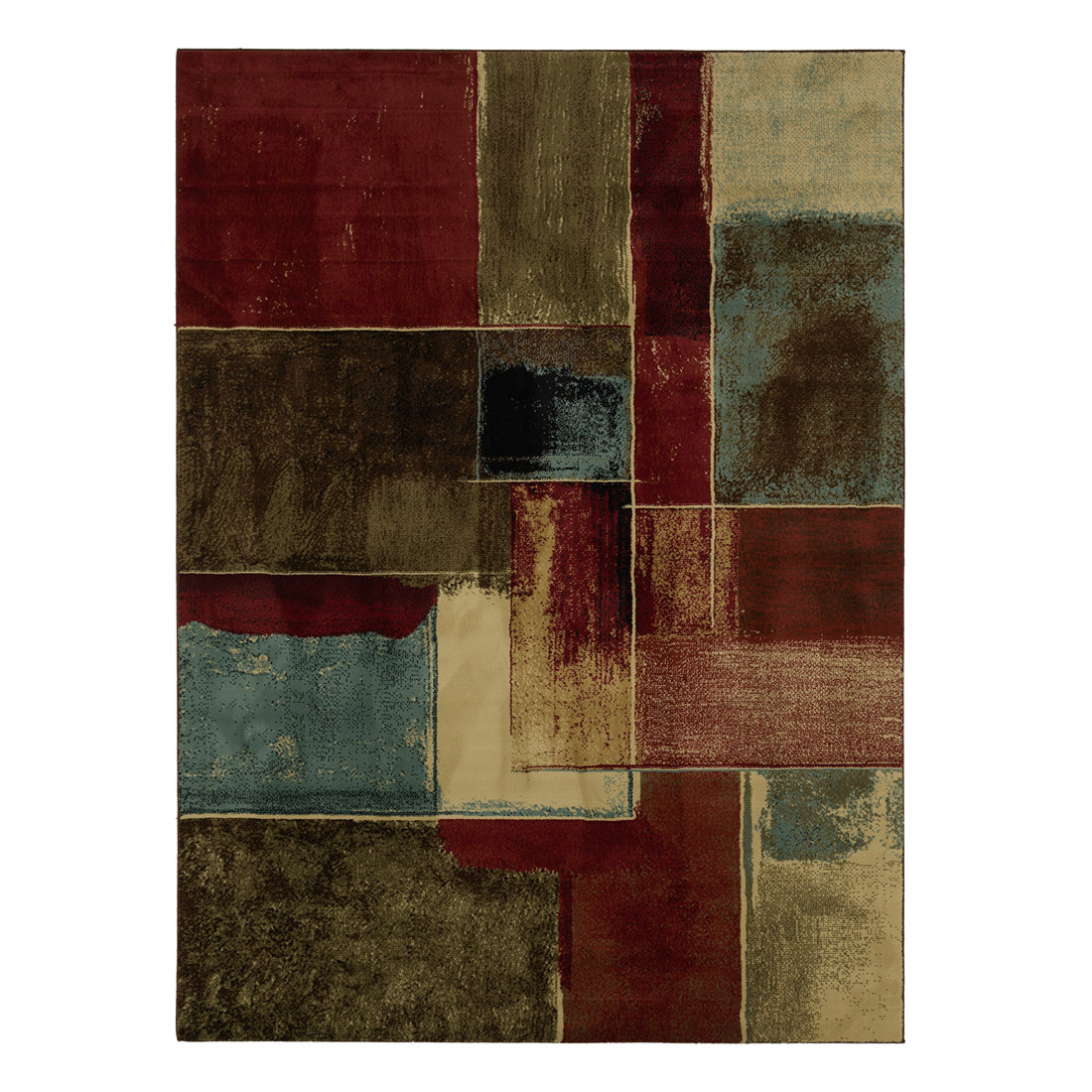 Latitude Run Morningstar Modern Contemporary Red Brown Beige Area