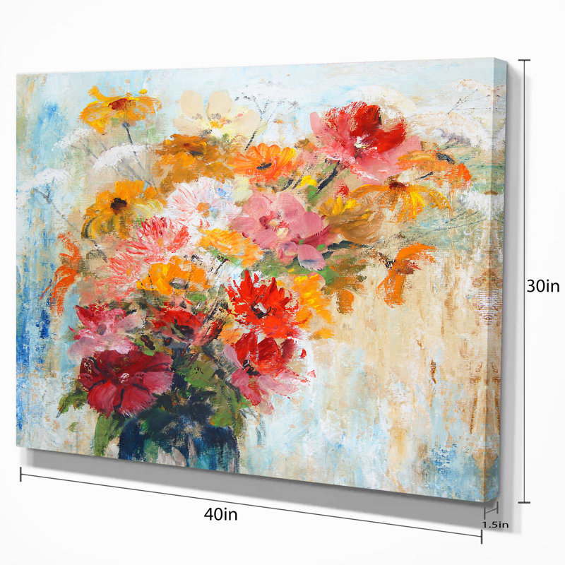 Designart Flowers In Vase Painted Illustration Graphic Art Print