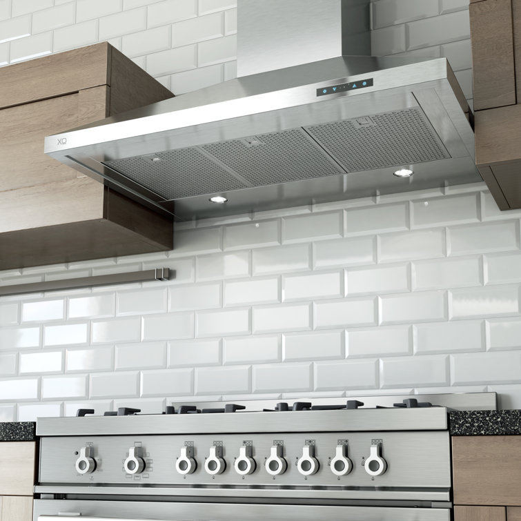 XO Appliance Fabriano 30 Inches 600 Cubic Feet Per Minute CFM Ducted Wall Mount Range Hood in Stainless Steel with Mesh Filter and Light Included