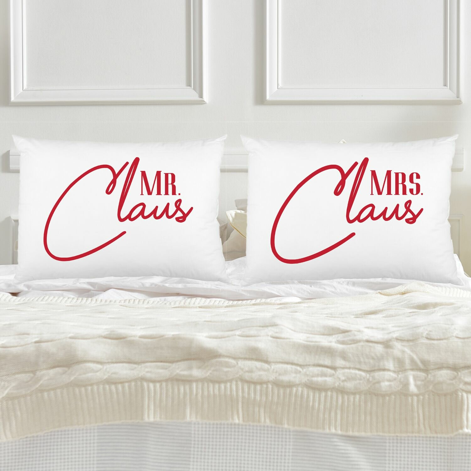 Wamsley 2 Piece Mr Mrs Claus 100 Cotton Pillowcase Set