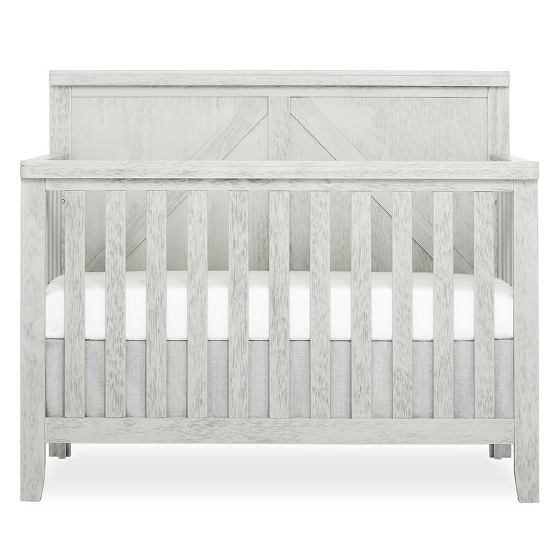 Sweetpea Baby Rose Wood 4 In 1 Convertible Crib In Weathered White Baby Kolenik Cribs