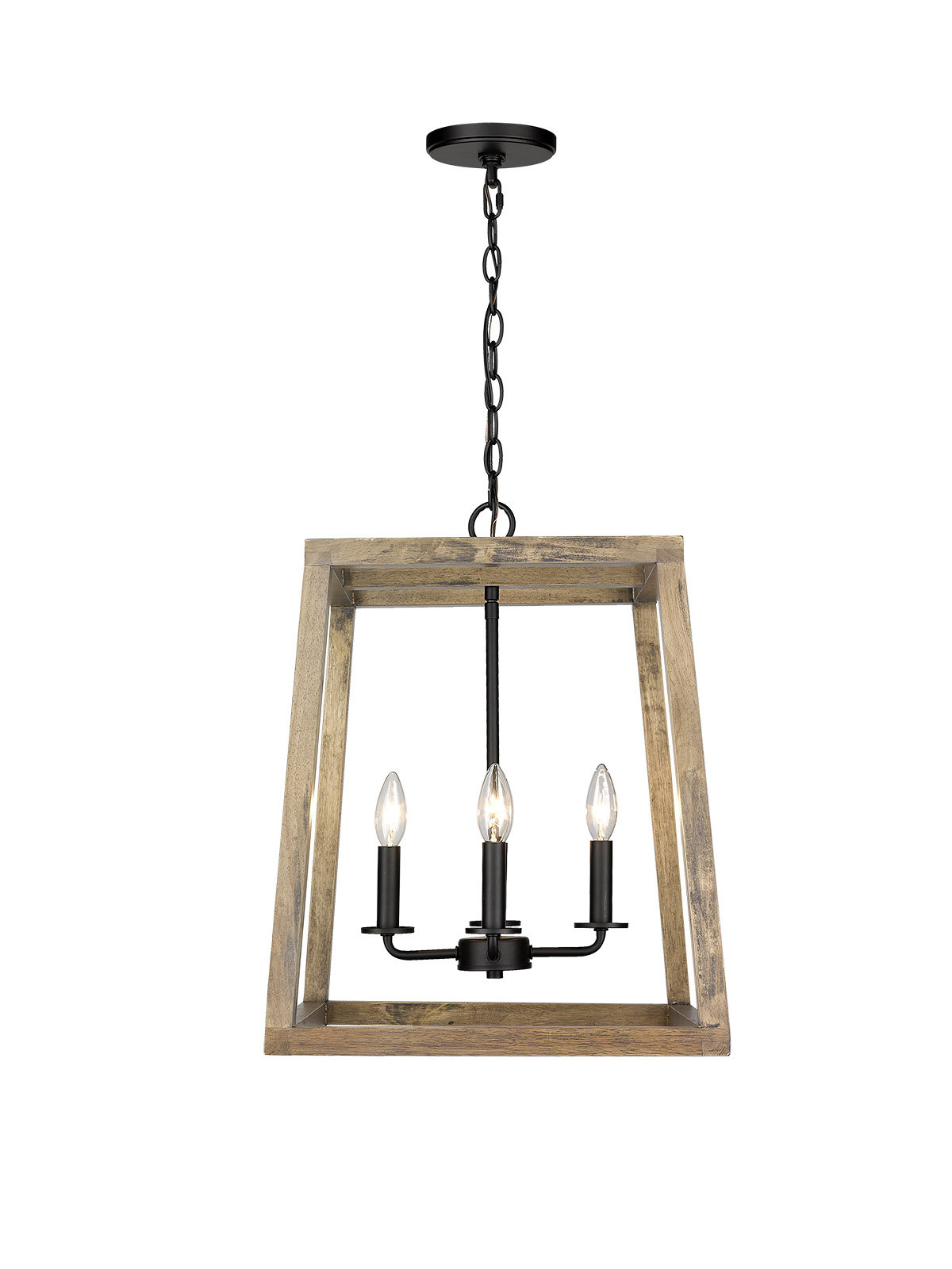 Gracie Oaks Madina 4 Light Lantern Geometric Pendant With Wood Accents Wayfair