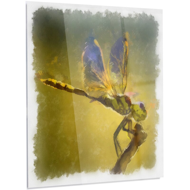 Dragonfly Wall Decorations - 'Dragon Fly Watercolor Illustration' Painting Print on Metal