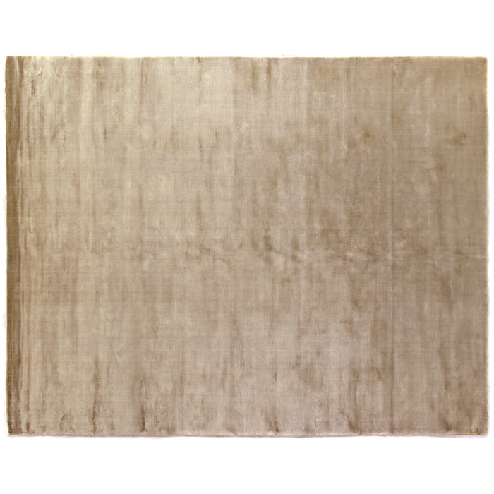 Plain Dove Hand Knotted Silk Beige Area Rug
