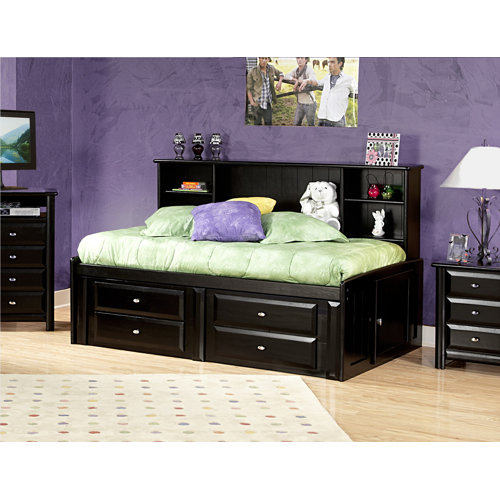 Harriet Bee Eldon Twin Bed With Bookcase And Storage Wayfair