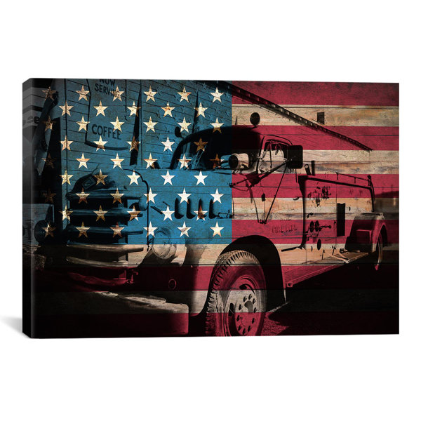 Vintage Red Antique Fire Trucks with Ladders on White Authentic Kids 4 Piece Full Size Cotton Sheet Set