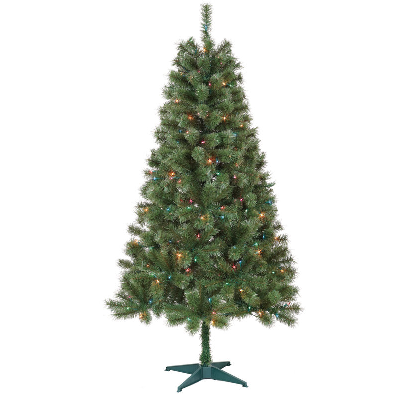 The Holiday Aisle Sentiments 6 Green Artificial Christmas Tree With 200 Multi Color Lights Reviews Wayfair