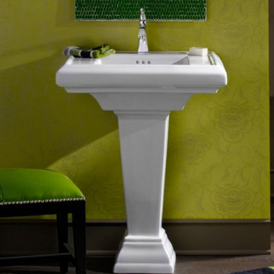 Town Square Ceramic 24 Pedestal Bathroom Sink With Overflow