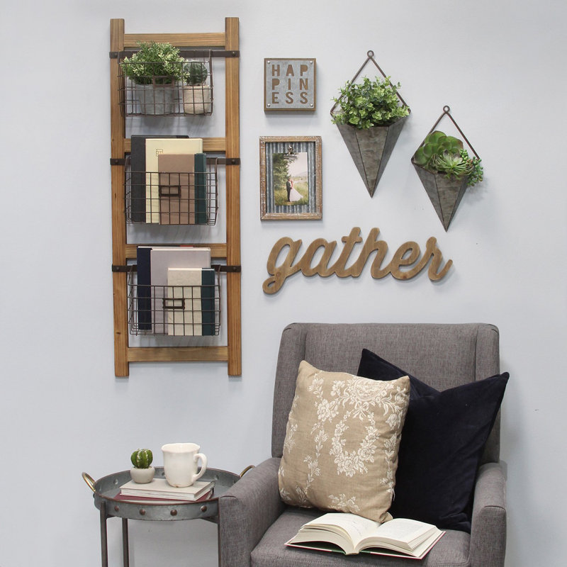 Gracie Oaks Cloyd Decorative Ladder Wall Storage Organizer With