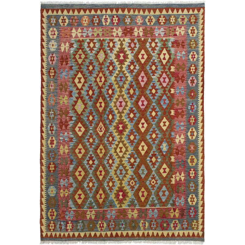 World Menagerie Nicholls Handwoven Flatweave 6 7 X 9 7 Wool Dark Copper Tan Area Rug Wayfair