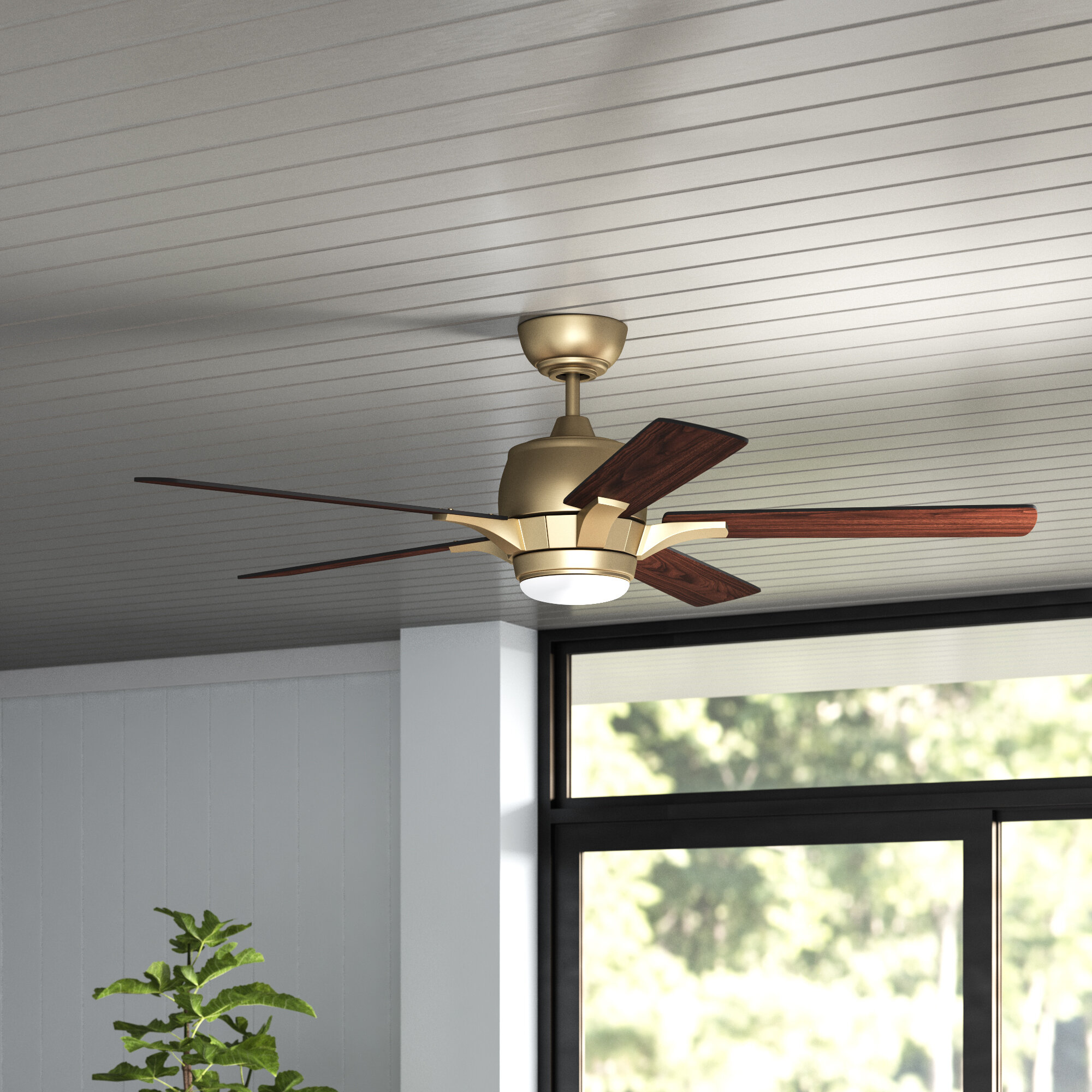 Ceiling Fan w/ LED Light 42" Home Decor Macaron Modern Style 3 color Temperature 
