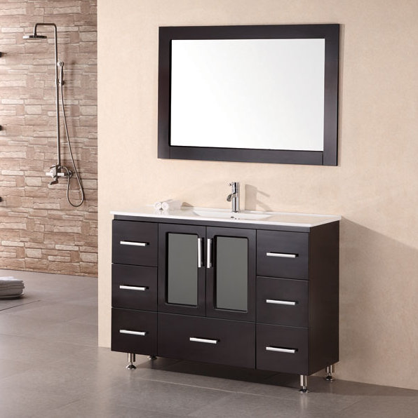Dcor Design Pratt 48 Single Modern Bathroom Vanity Set With Mirror Pratt 48 Single Modern Bathroom Vanity Set With Mirror