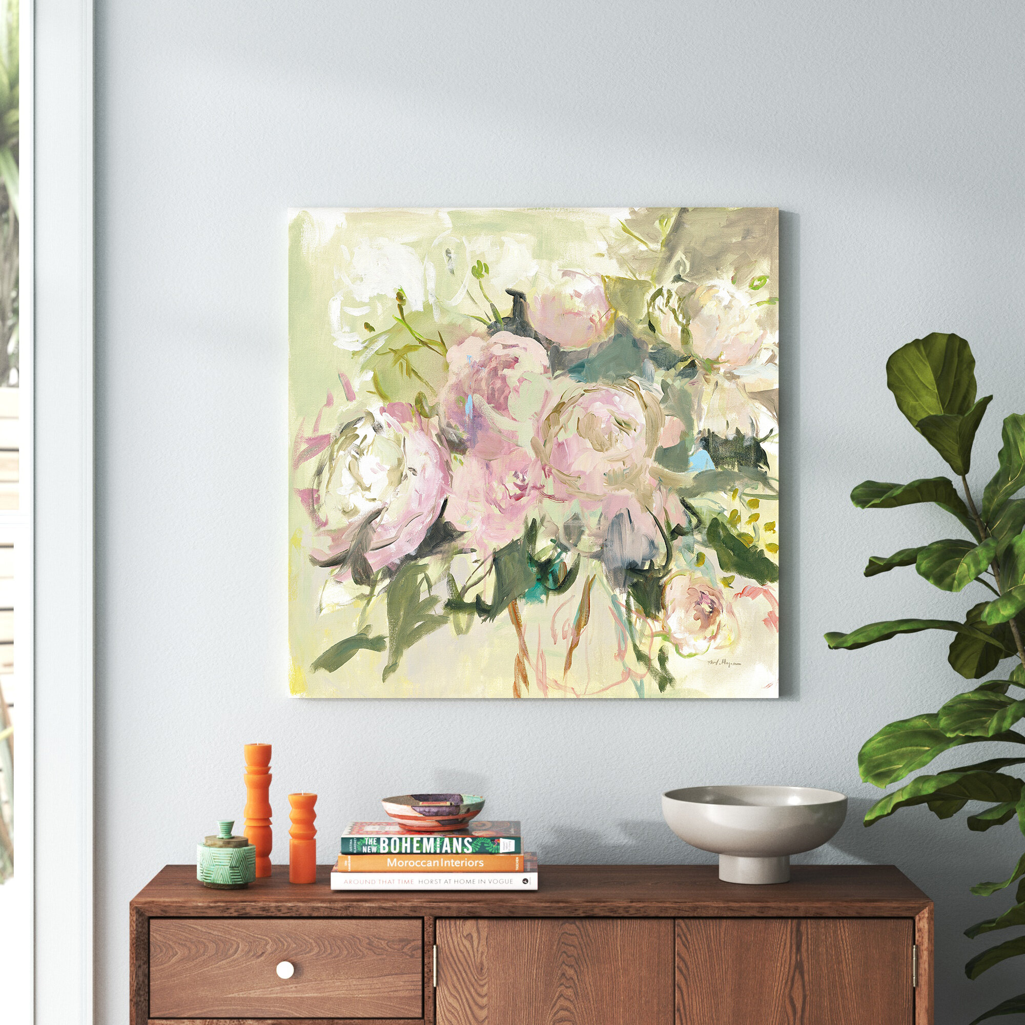 Winston Porter Peonies With Sage By Marilyn Hageman - Painting On 