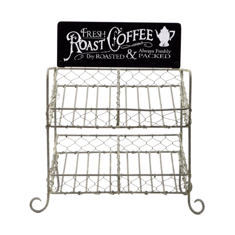 Wall Mounted Coffee Mug Rack K-Cup Basket Holder Organizer Steel Kitchen Storage