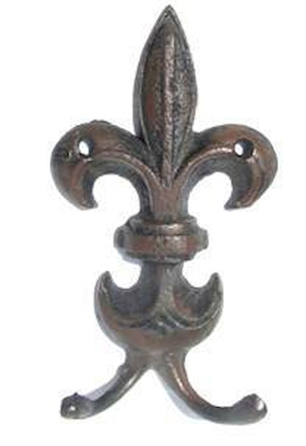 Fleur de Lis Double Hook Wall Mount Antique Black