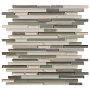 Sierra  Random Sized Glass/Natural Stone Mosaic Tile in Gray/Brown