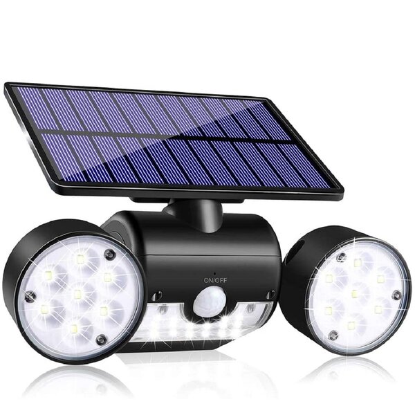 90LED Solar Security Lights 3 Heads Motion Sensor Adjustable Spotlights Remote 