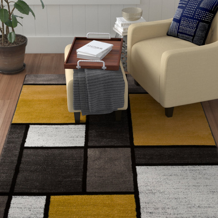 Ziva Contemporary Modern Bo Loomed Yellow Area Rug