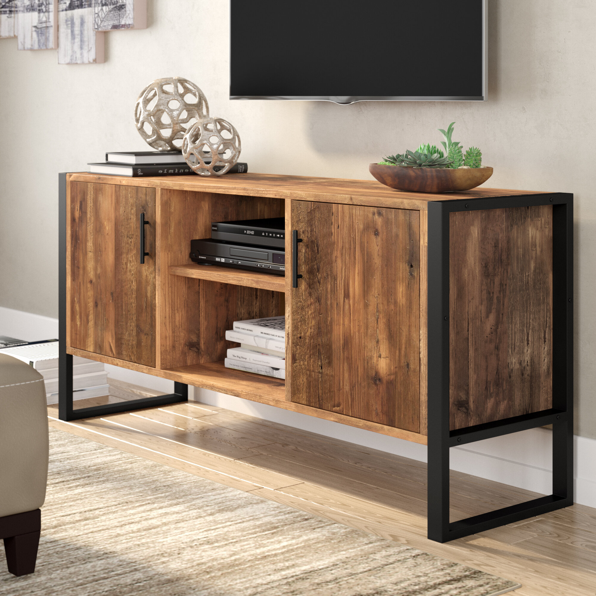 17 Stories Wightman Solid Wood Tv Stand For Tvs Up To 65 Reviews Wayfair