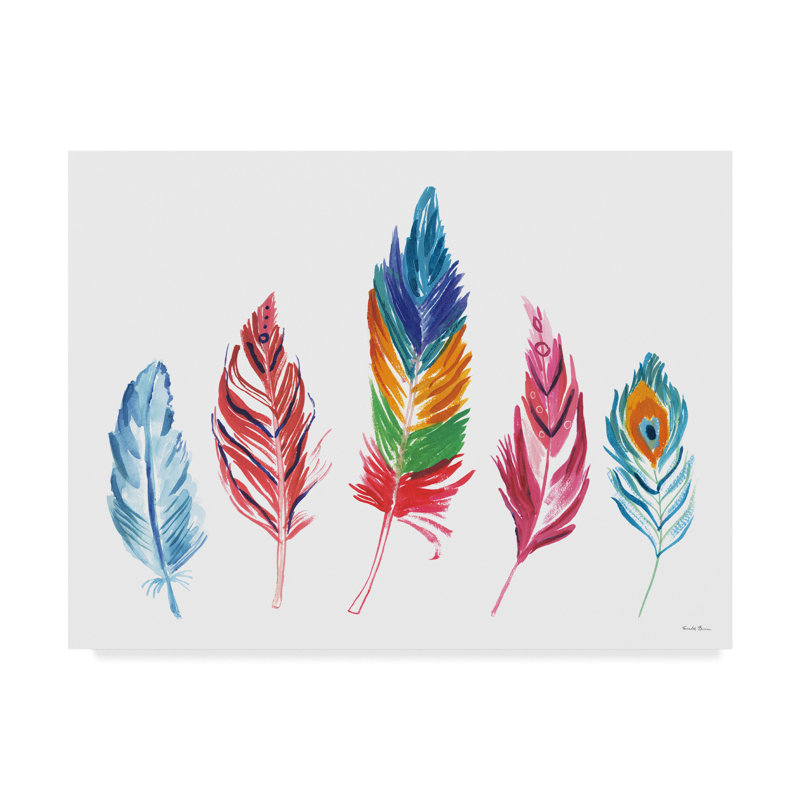 Bungalow Rose Rainbow Feathers Iv Acrylic Painting Print On