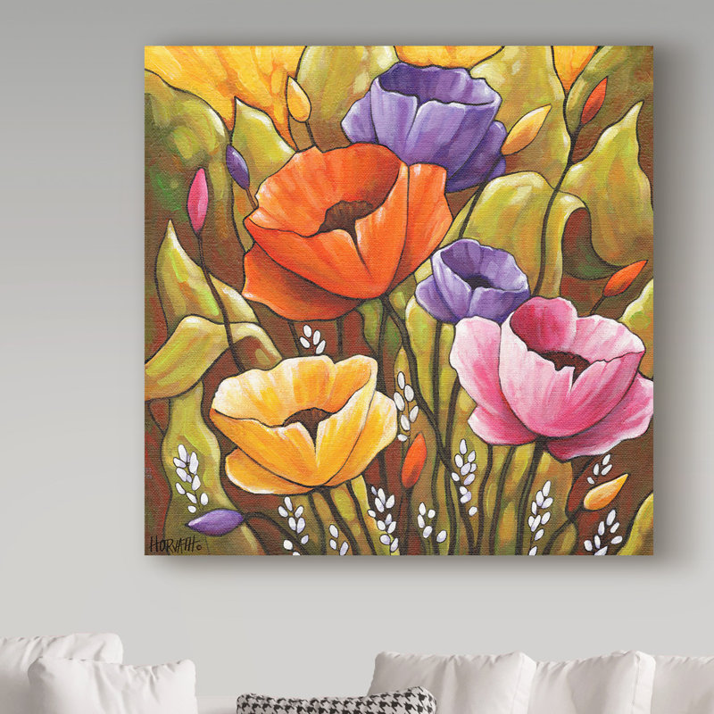 Winston Porter Flowers And Leaves Acrylic Painting Print On