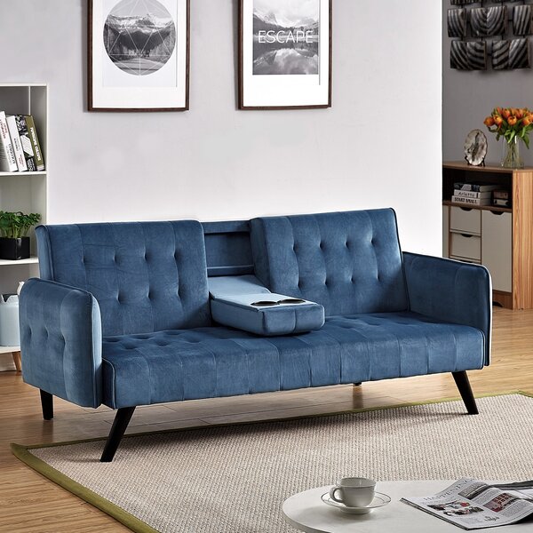 Mercer41 Anabella 72'' Velvet Square Arm Sofa Bed & Reviews | Wayfair