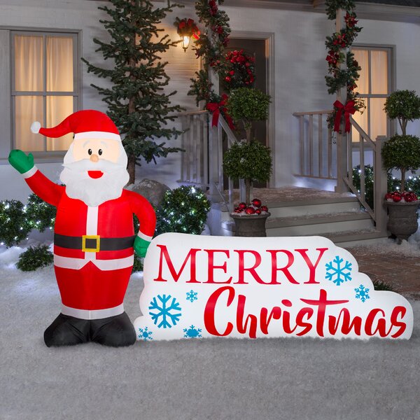Download Gemmy Industries Airblown Santa And Merry Christmas Sign Scene Lg Reviews Wayfair