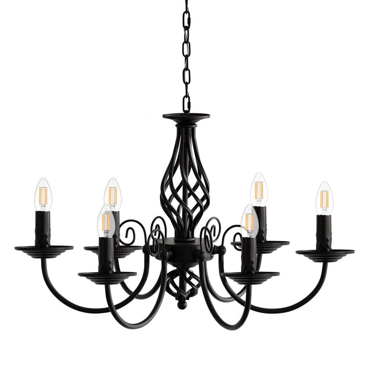 Sheraton 6-arm Classic Country Farmhouse Chandelier Light in Black 