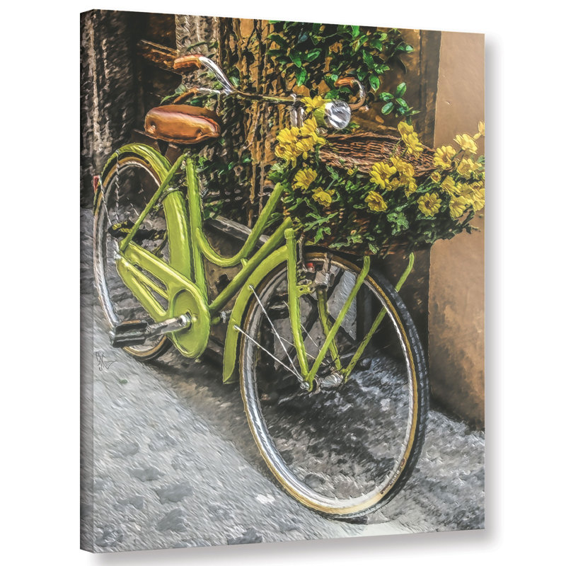 August Grove Bicycle Flower Basket Painting Print On Wrapped